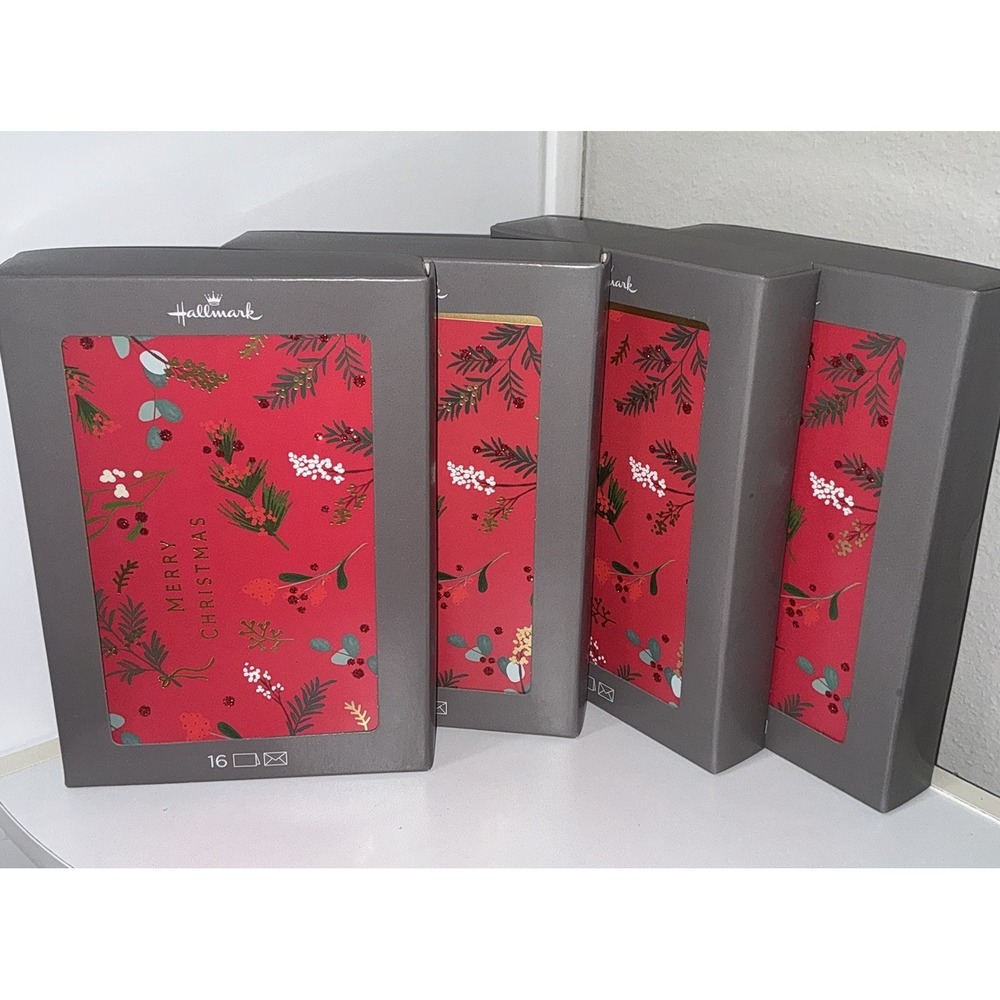 NEW IN BOX Hallmark M Christmas Cards with Envelopes 64 CARDS LOT 4 SEALED BOXES